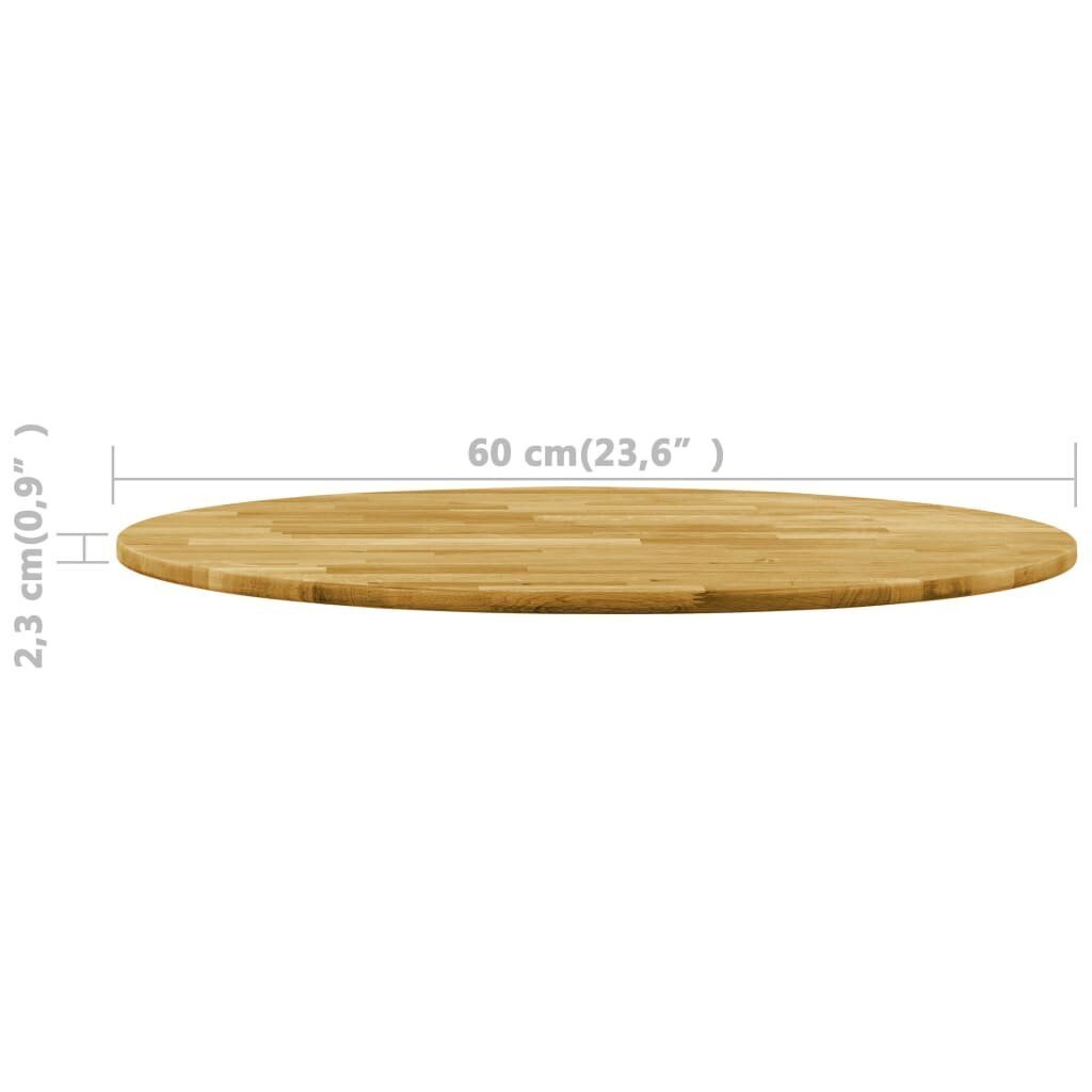 VidaXL galda virsma, 600 mm, 23 mm, apaļa, ozola masīvkoks cena un informācija | Galda virsmas | 220.lv