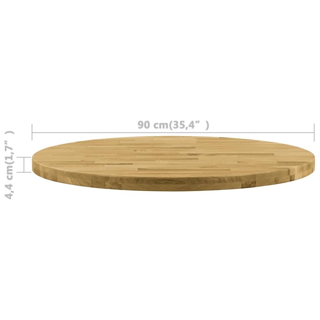 VidaXL galda virsma, 900 mm, 44 mm, apaļa, ozola masīvkoks cena un informācija | Galda virsmas | 220.lv