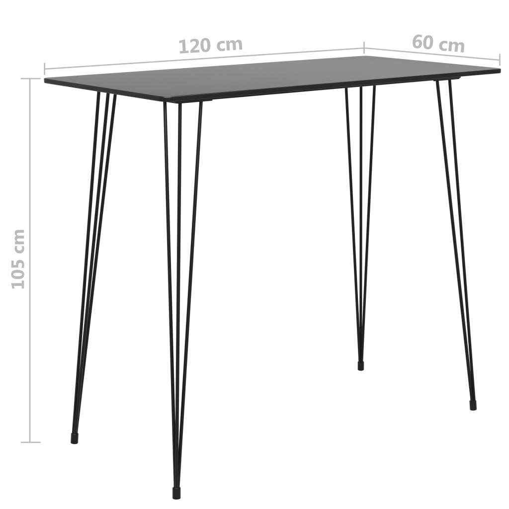 vidaXL bāra galds, melns, 120x60x105 cm cena un informācija | Virtuves galdi, ēdamgaldi | 220.lv