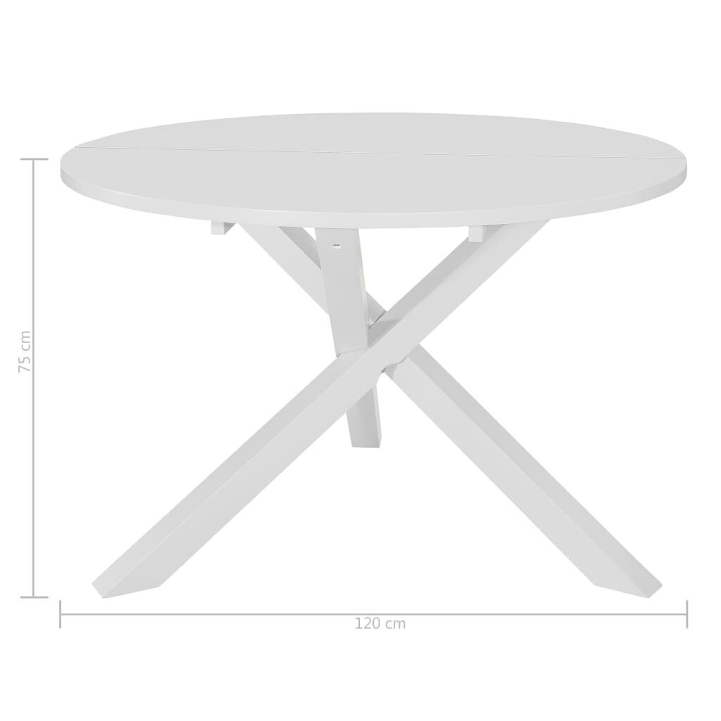 vidaXL virtuves galds, 120x75 cm, balts MDF cena un informācija | Virtuves galdi, ēdamgaldi | 220.lv