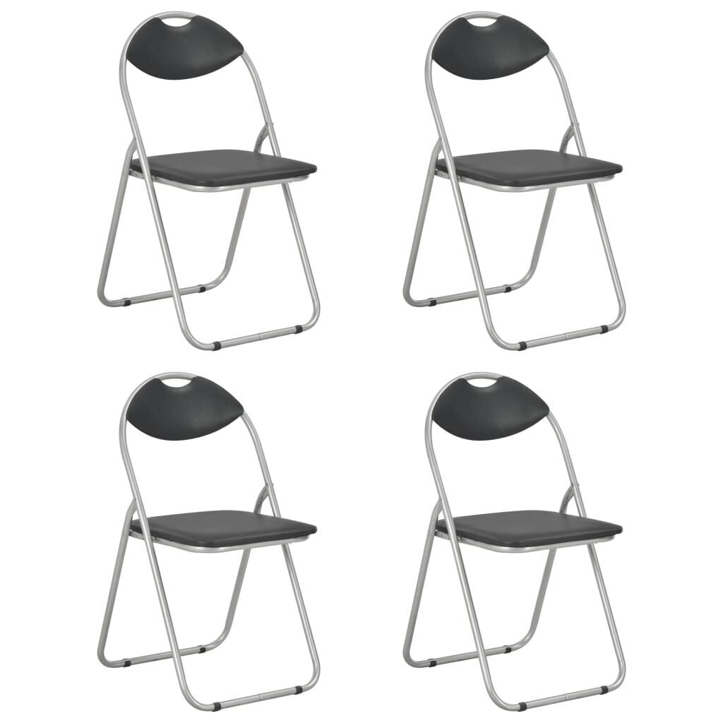 vidaXL virtuves krēsli, saliekami, 4 gab., melna mākslīgā āda цена и информация | Virtuves un ēdamistabas krēsli | 220.lv