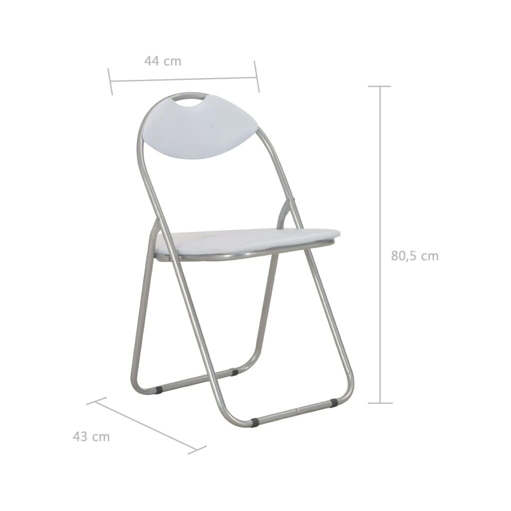 vidaXL virtuves krēsli, saliekami, 4 gab., balta mākslīgā āda cena un informācija | Virtuves un ēdamistabas krēsli | 220.lv