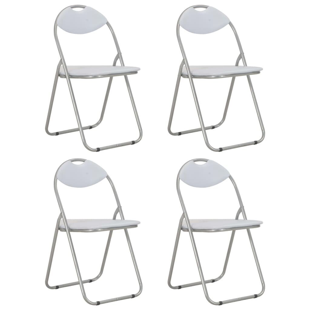 vidaXL virtuves krēsli, saliekami, 4 gab., balta mākslīgā āda cena un informācija | Virtuves un ēdamistabas krēsli | 220.lv