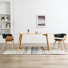 vidaXL virtuves krēsli, 2 gab., liekts koks un mākslīgā āda, melni cena un informācija | Virtuves un ēdamistabas krēsli | 220.lv