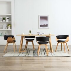 vidaXL virtuves krēsli, 4 gab., liekts koks un mākslīgā āda, melni cena un informācija | Virtuves un ēdamistabas krēsli | 220.lv