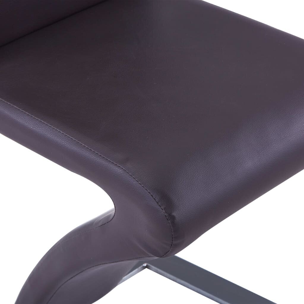 vidaXL virtuves krēsli, 2 gab., zigzaga forma, brūna mākslīgā āda cena un informācija | Virtuves un ēdamistabas krēsli | 220.lv