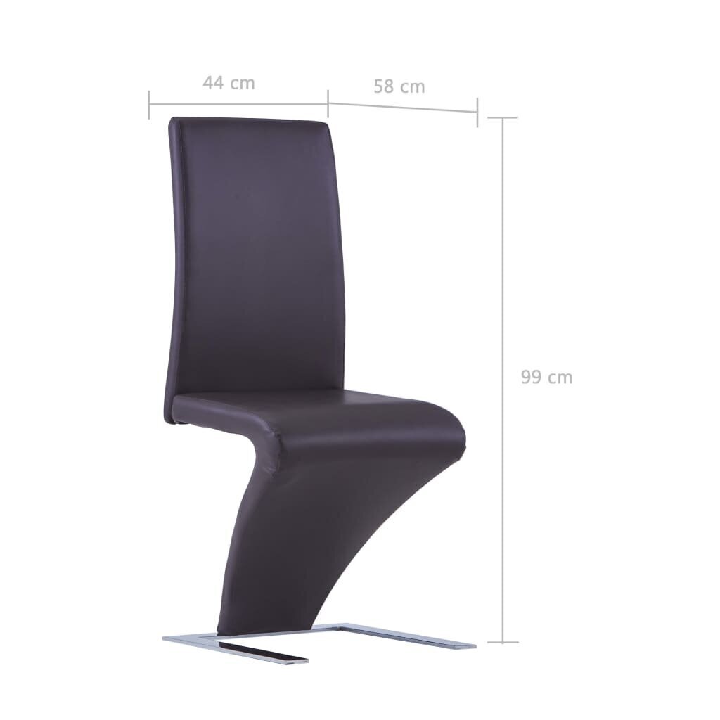 vidaXL virtuves krēsli, 2 gab., zigzaga forma, brūna mākslīgā āda cena un informācija | Virtuves un ēdamistabas krēsli | 220.lv