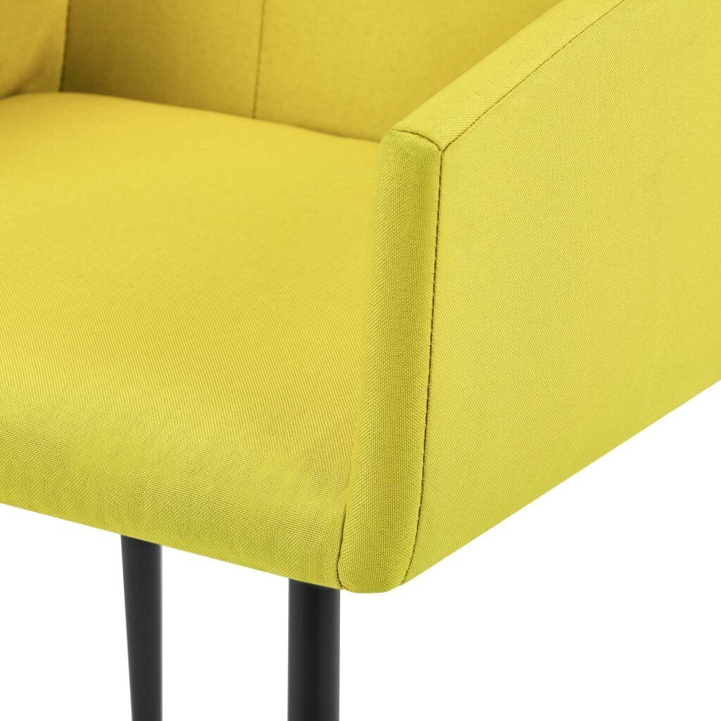 vidaXL virtuves krēsli ar roku balstiem, 2 gab., dzeltens audums cena un informācija | Virtuves un ēdamistabas krēsli | 220.lv