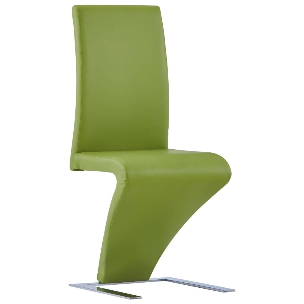 vidaXL virtuves krēsli, 2 gab., zigzaga forma, zaļa mākslīgā āda cena un informācija | Virtuves un ēdamistabas krēsli | 220.lv