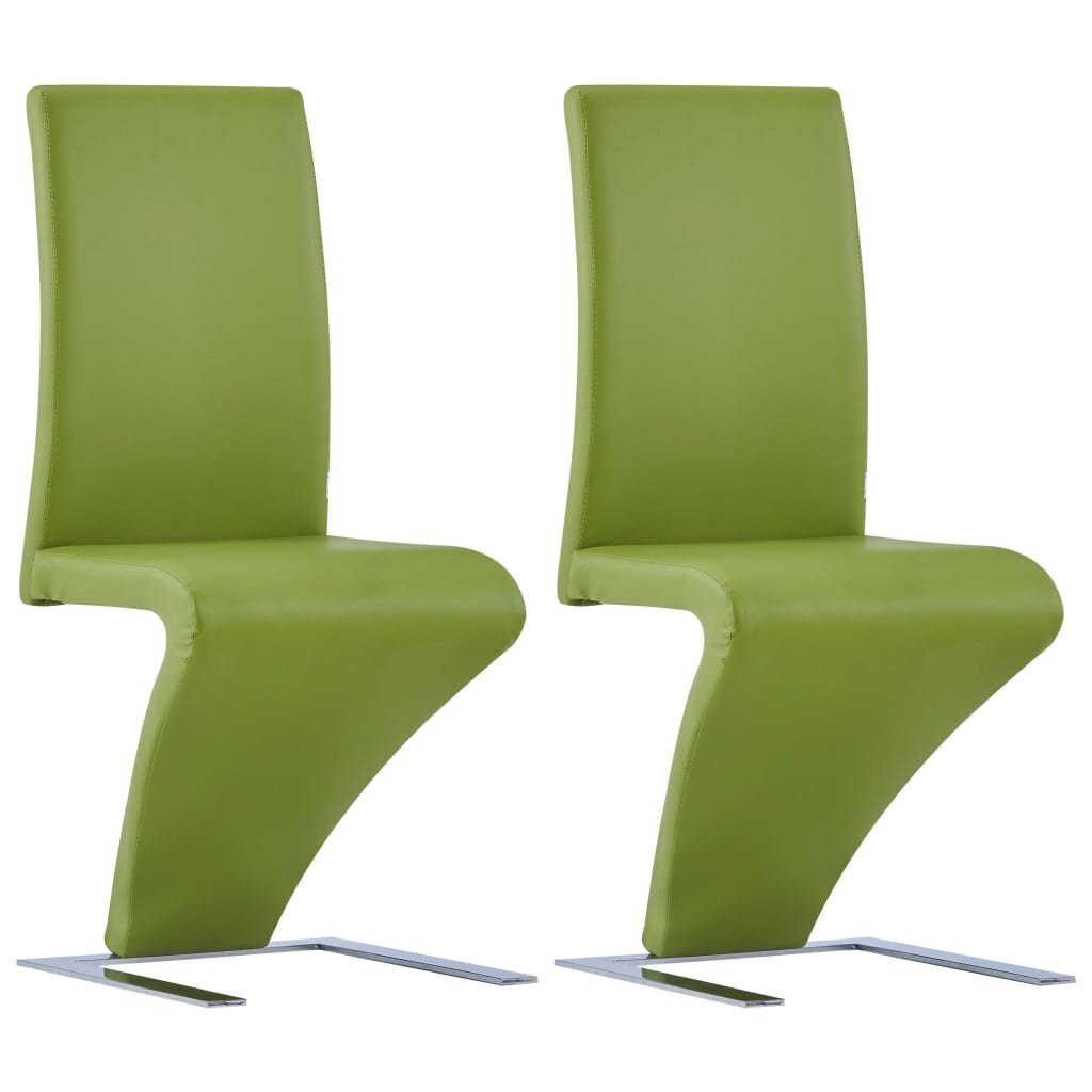 vidaXL virtuves krēsli, 2 gab., zigzaga forma, zaļa mākslīgā āda cena un informācija | Virtuves un ēdamistabas krēsli | 220.lv
