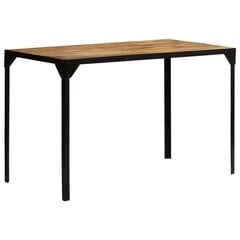 VidaXL virtuves galds, 120 cm, neapstrādāts mango koks un tērauds cena un informācija | Virtuves galdi, ēdamgaldi | 220.lv