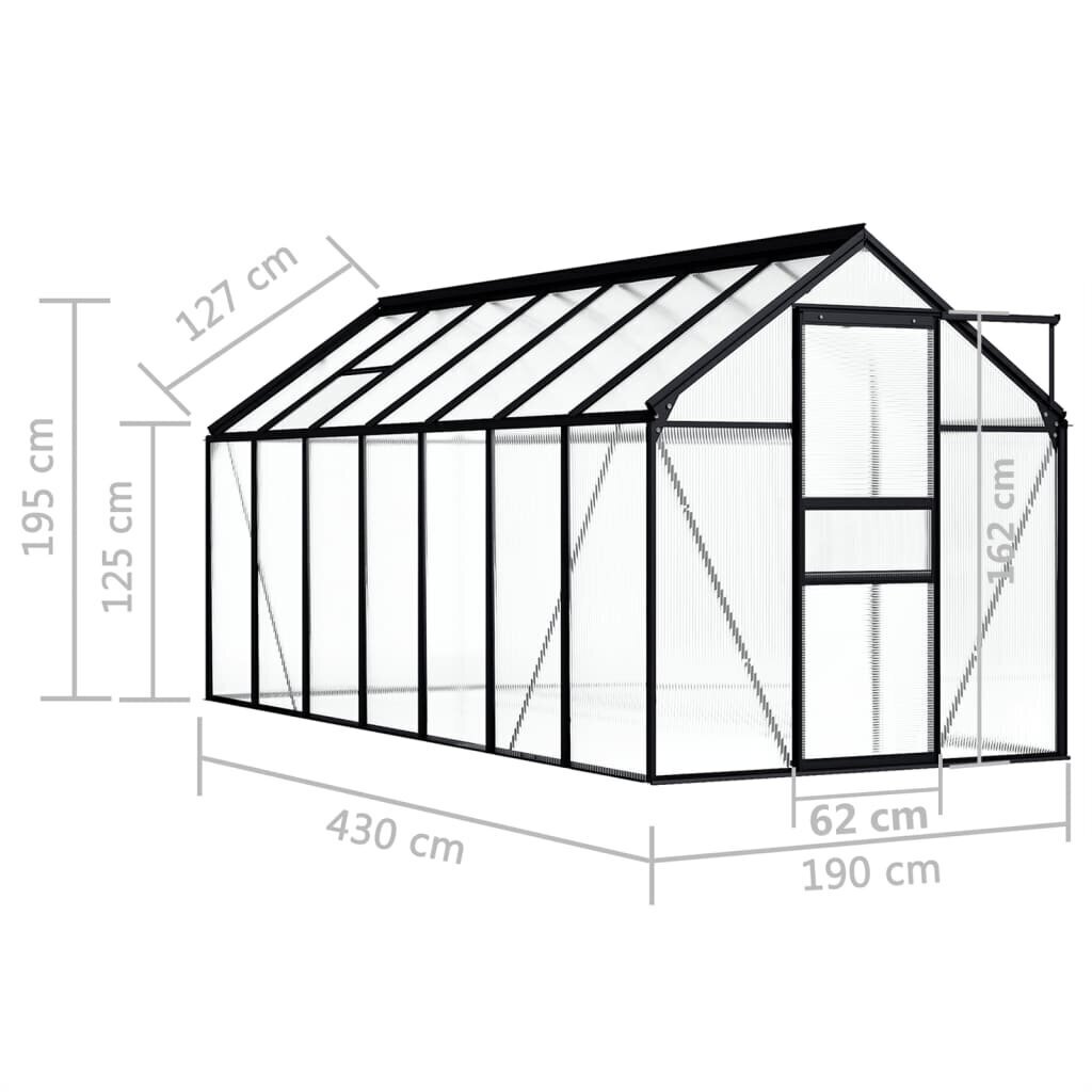 vidaXL siltumnīca, antracītpelēka, 8,17 m², alumīnijs cena un informācija | Siltumnīcas | 220.lv