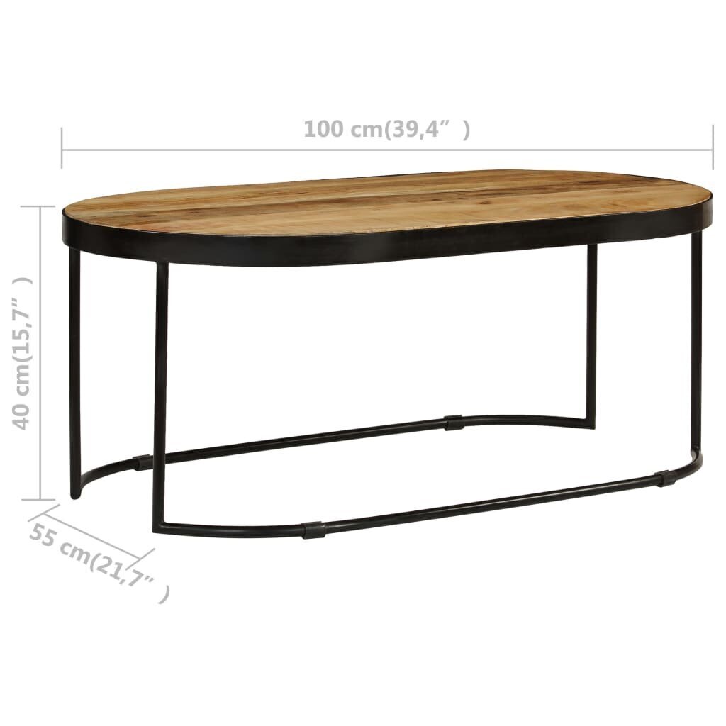 VidaXL kafijas galdiņš, 100cm, ovālas formas, neapstrādāts mango koks, tērauds цена и информация | Žurnālgaldiņi | 220.lv