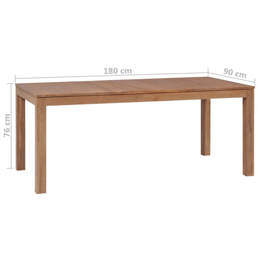 VidaXL virtuves galds, 180x90x76 cm, masīvs tīkkoks ar dabīgu apdari cena un informācija | Virtuves galdi, ēdamgaldi | 220.lv