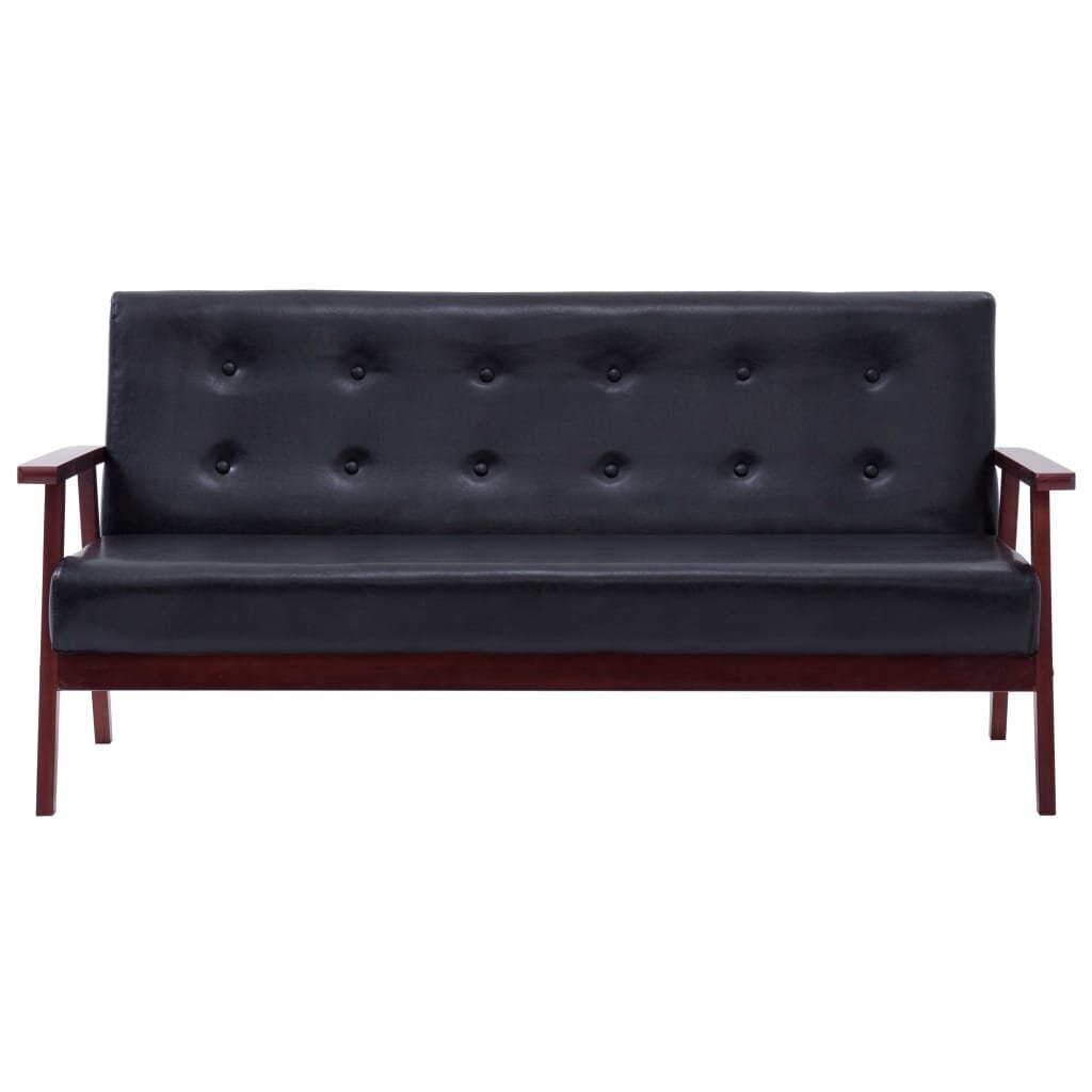 vidaXL divdaļīgs dīvānu komplekts, melna mākslīgā āda cena un informācija | Dīvāni | 220.lv
