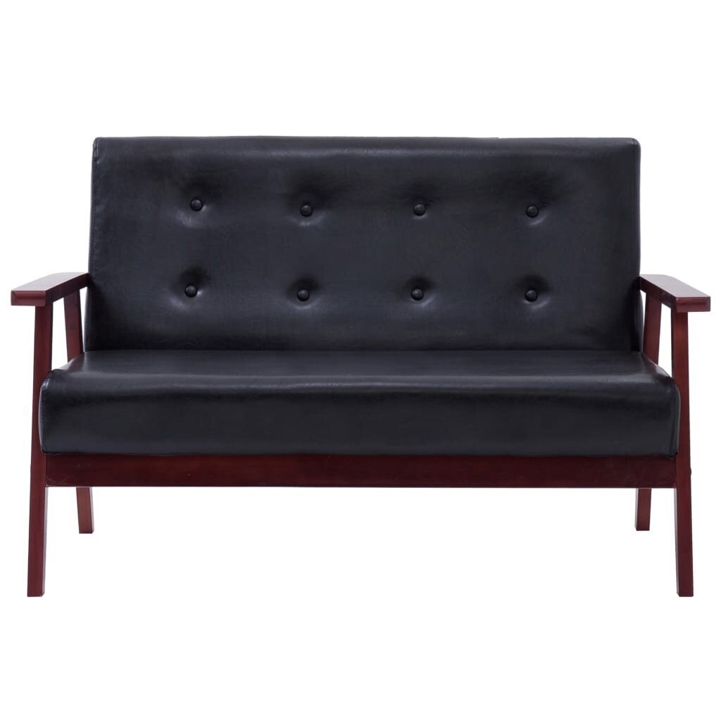vidaXL divdaļīgs dīvānu komplekts, melna mākslīgā āda cena un informācija | Dīvāni | 220.lv