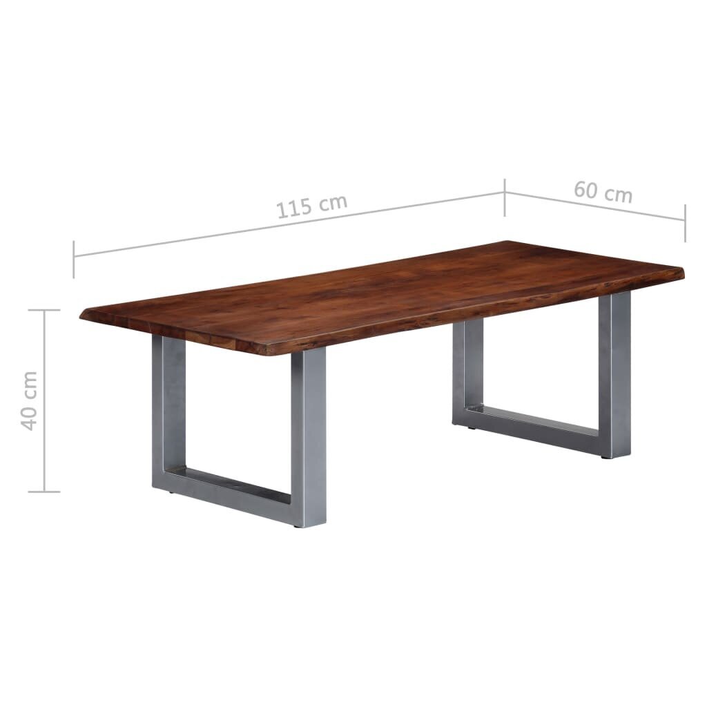 vidaXL kafijas galdiņš, dabīgas formas malas, 115x60x40 cm, akācija cena un informācija | Žurnālgaldiņi | 220.lv