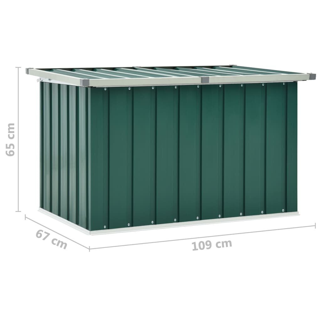 vidaXL dārza uzglabāšanas kaste, zaļa, 109x67x65 cm cena un informācija | Komposta kastes un āra konteineri | 220.lv