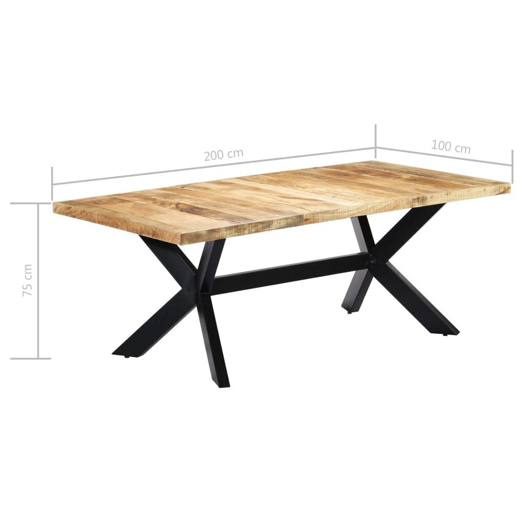 VidaXL virtuves galds, 200x100x75 cm, mango masīvkoks cena un informācija | Virtuves galdi, ēdamgaldi | 220.lv