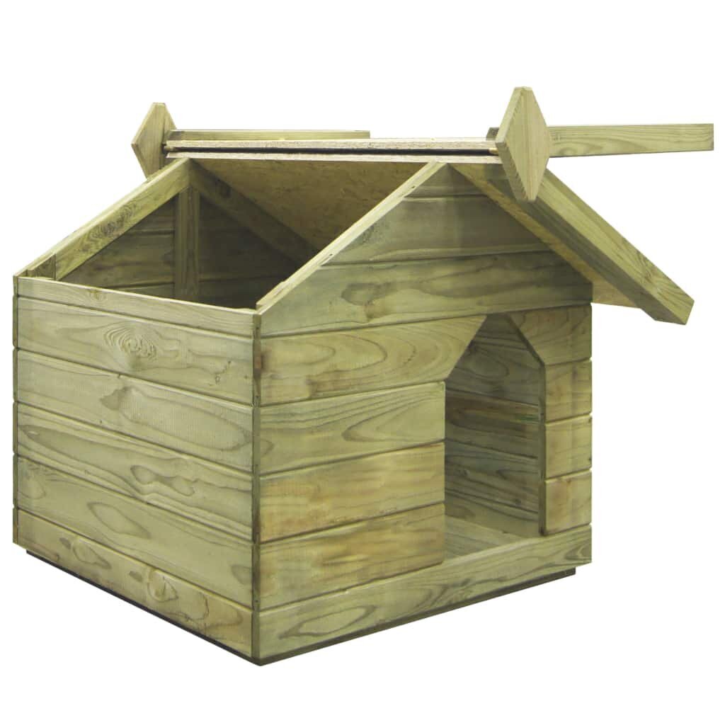 vidaXL suņu būda, atverams jumts, impregnēts priedes koks cena un informācija | Suņu gultas, spilveni, būdas | 220.lv