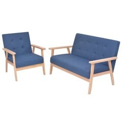 vidaXL dīvānu komplekts, 2 gab., zils audums cena un informācija | Dīvāni | 220.lv