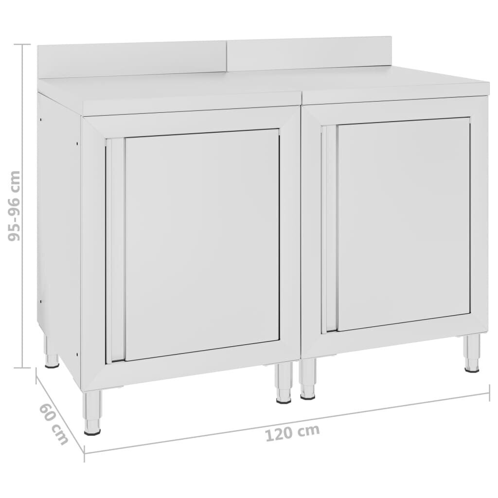 vidaXL virtuves darba galdu/skapīšu komplekts, 120x60x96 cm, tērauds cena un informācija | Virtuves skapīši | 220.lv