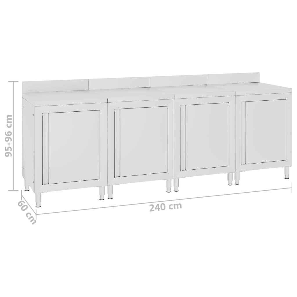 vidaXL virtuves darba galdu/skapīšu komplekts, 240x60x96 cm, tērauds цена и информация | Virtuves skapīši | 220.lv
