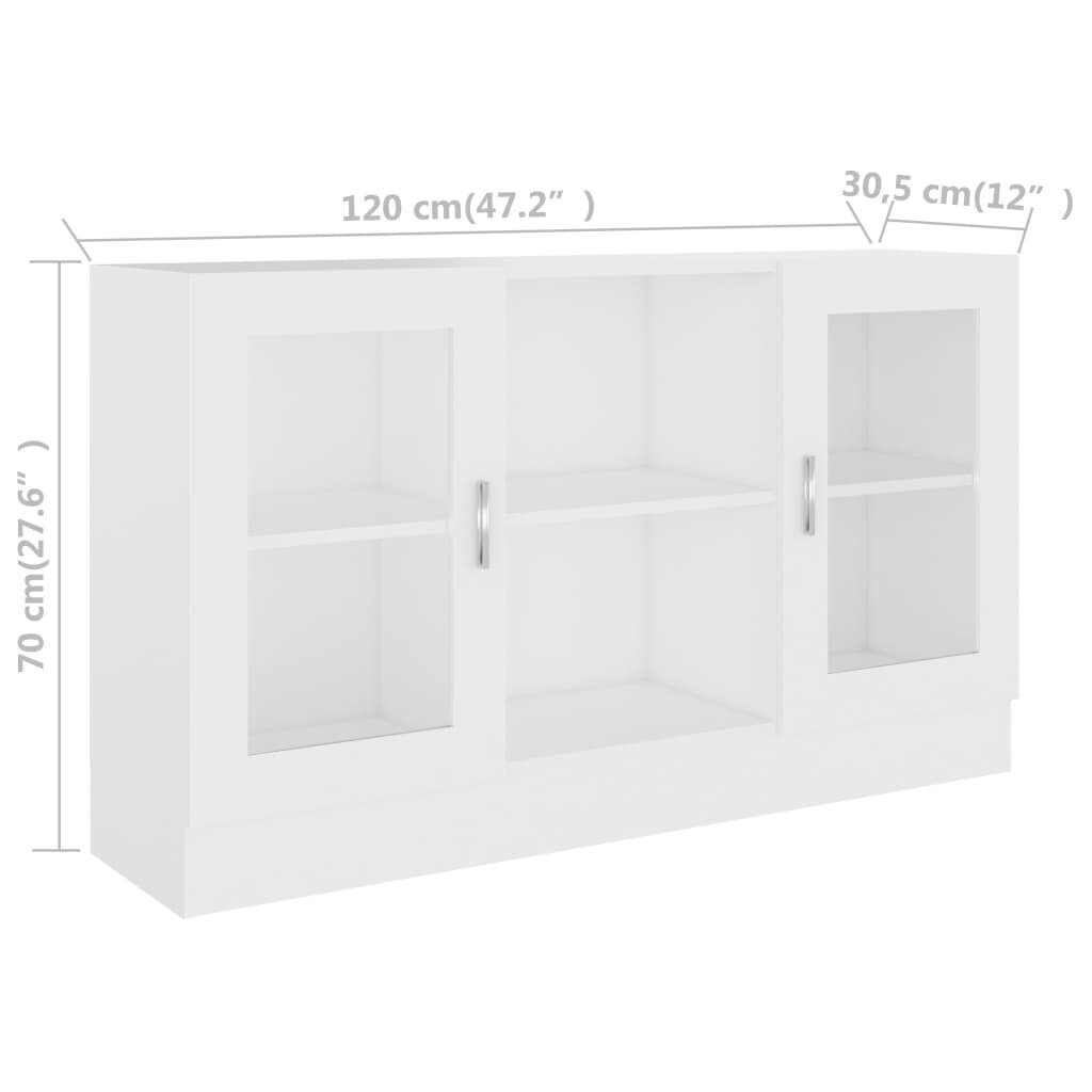 vidaXL vitrīna, balta, 120x30,5x70 cm, skaidu plāksne cena un informācija | Vitrīnas, bufetes | 220.lv