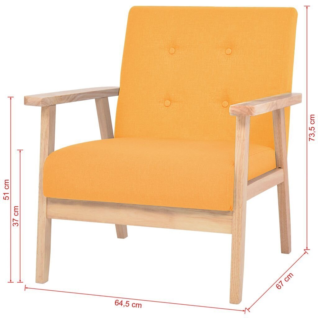 vidaXL dīvānu komplekts, 2 gab., dzeltens audums cena un informācija | Dīvāni | 220.lv