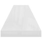 vidaXL sienas plaukts, spīdīgi balts, 120x23,5x3,8 cm, MDF cena un informācija | Plaukti | 220.lv