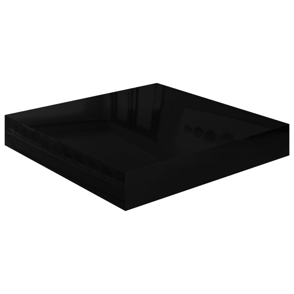 vidaXL sienas plaukts, spīdīgi melns, 23x23,5x3,8 cm, MDF cena un informācija | Plaukti | 220.lv