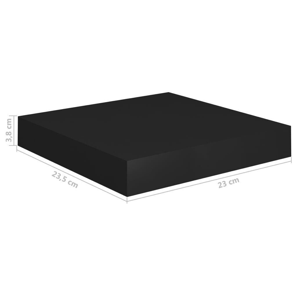 vidaXL sienas plaukts, melns, 23x23,5x3,8 cm, MDF cena un informācija | Plaukti | 220.lv