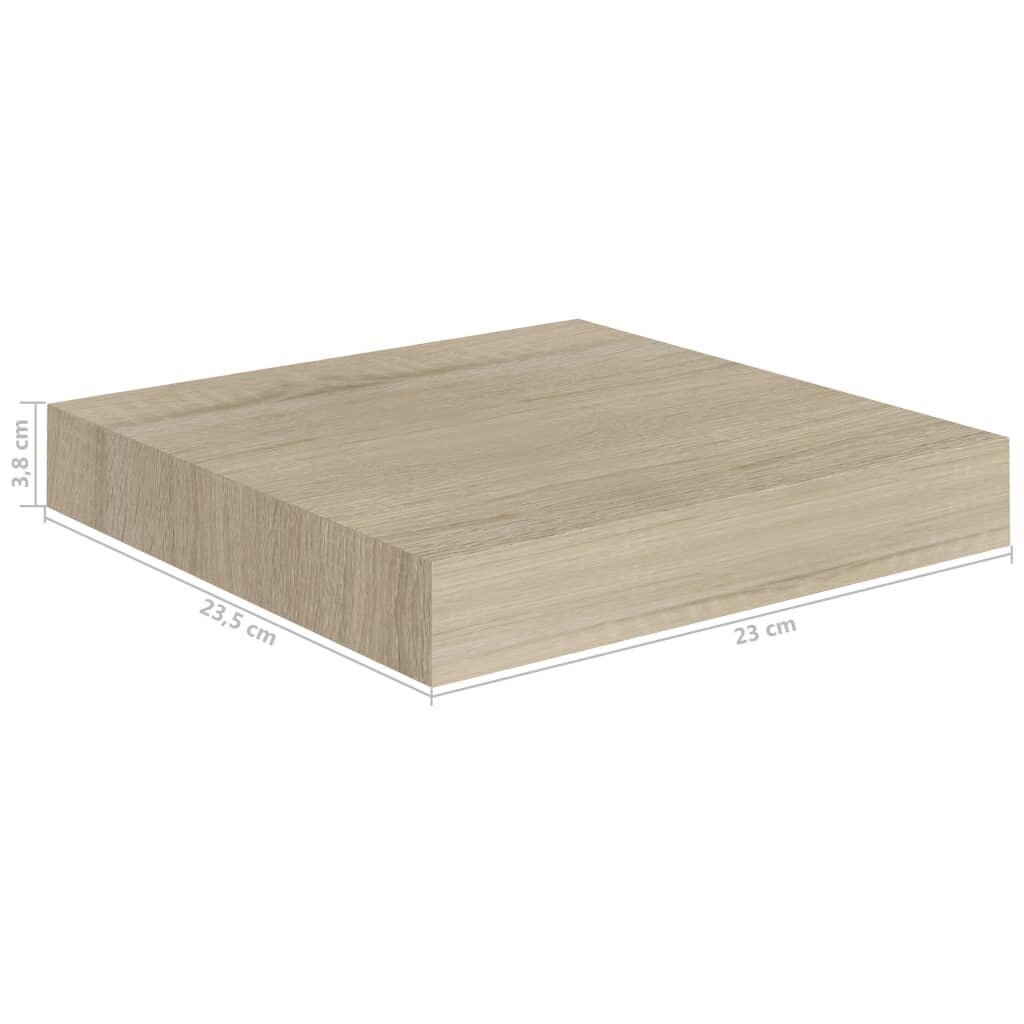 vidaXL sienas plaukts, ozolkoka krāsā, 23x23,5x3,8 cm, MDF cena un informācija | Plaukti | 220.lv