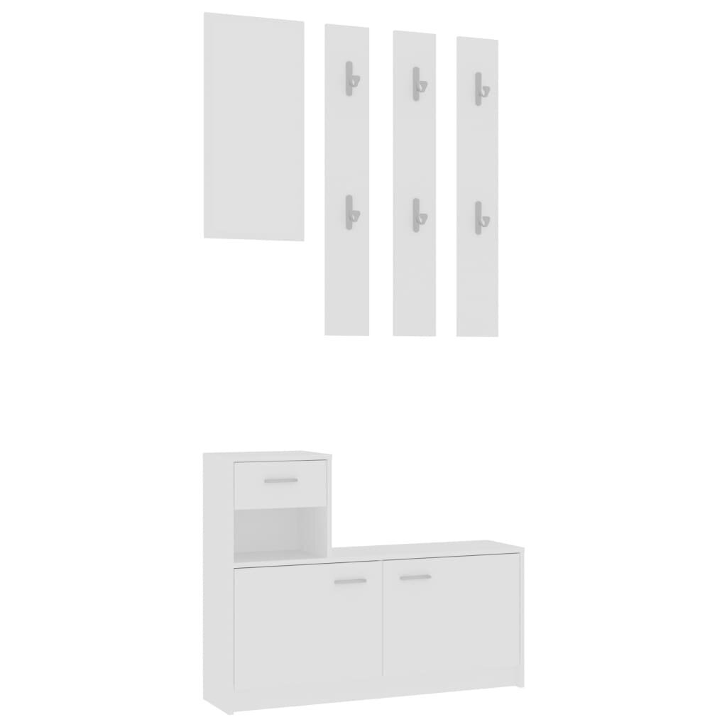 vidaXL gaiteņa mēbeļu komplekts, 100x25x76,5 cm, balts, skaidu plāksne cena un informācija | Sekcijas | 220.lv