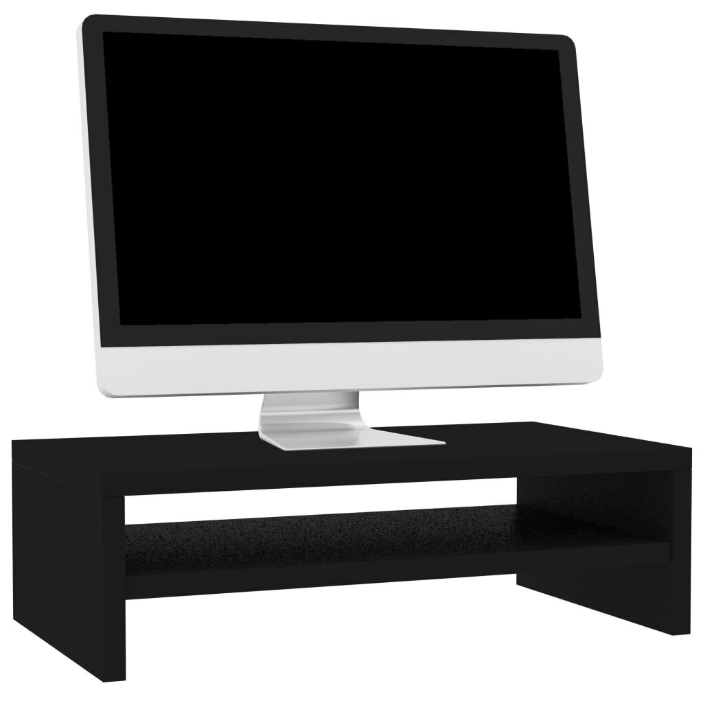 vidaXL monitora paliktnis, 42x24x13 cm, skaidu plāksne, melns цена и информация | Datorgaldi, rakstāmgaldi, biroja galdi | 220.lv
