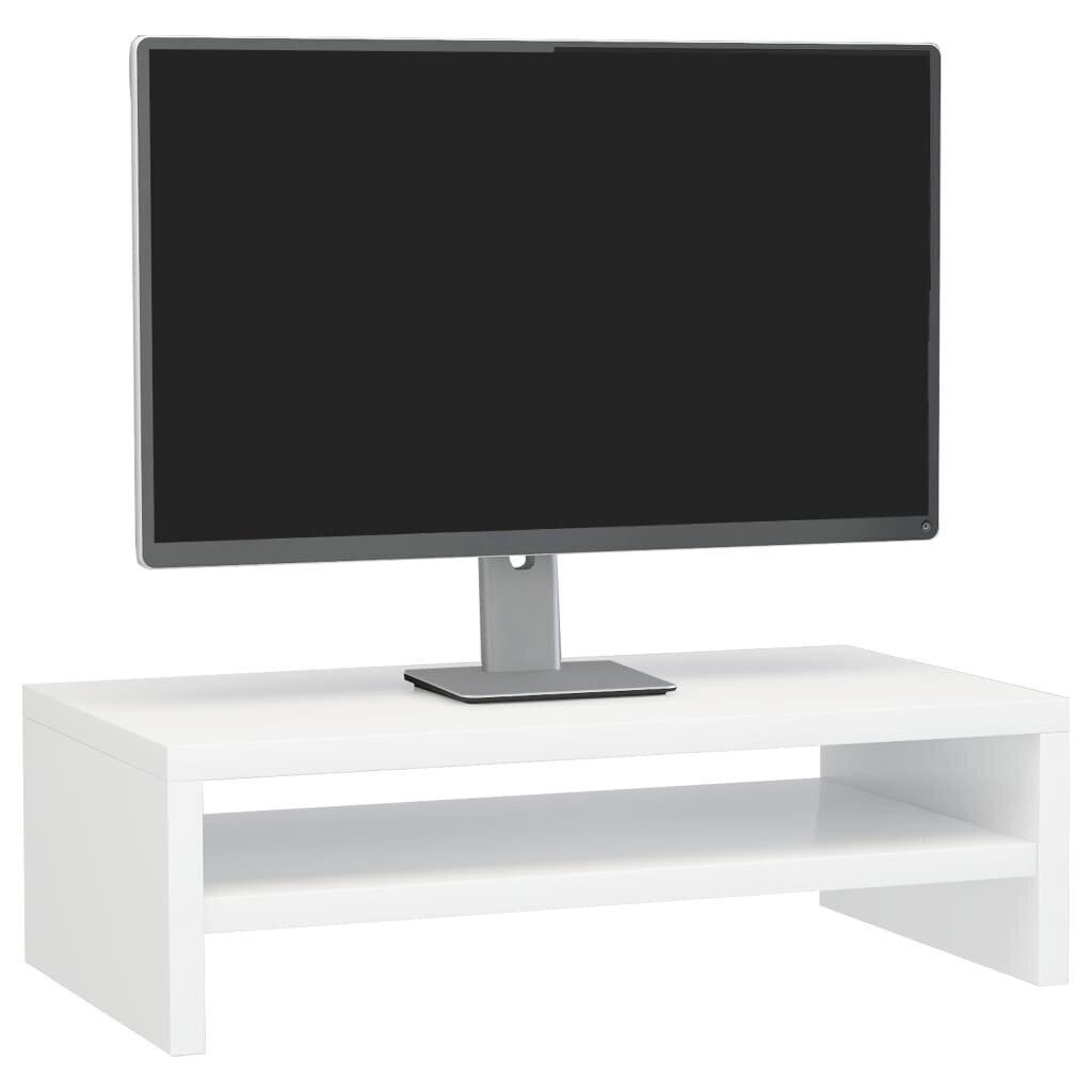 vidaXL monitora paliktnis, 42x24x13 cm, skaidu plāksne, spīdīgi balts cena un informācija | Datorgaldi, rakstāmgaldi, biroja galdi | 220.lv