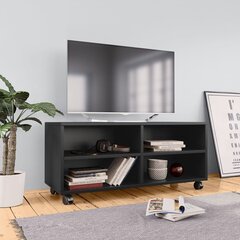 vidaXL TV skapītis uz ritentiņiem, 90x35x35 cm, skaidu plāksne, melns цена и информация | Тумбы под телевизор | 220.lv