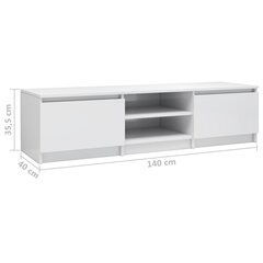 vidaXL TV skapītis, 140x40x35,5 cm, spīdīgi balts, skaidu plāksne цена и информация | Тумбы под телевизор | 220.lv