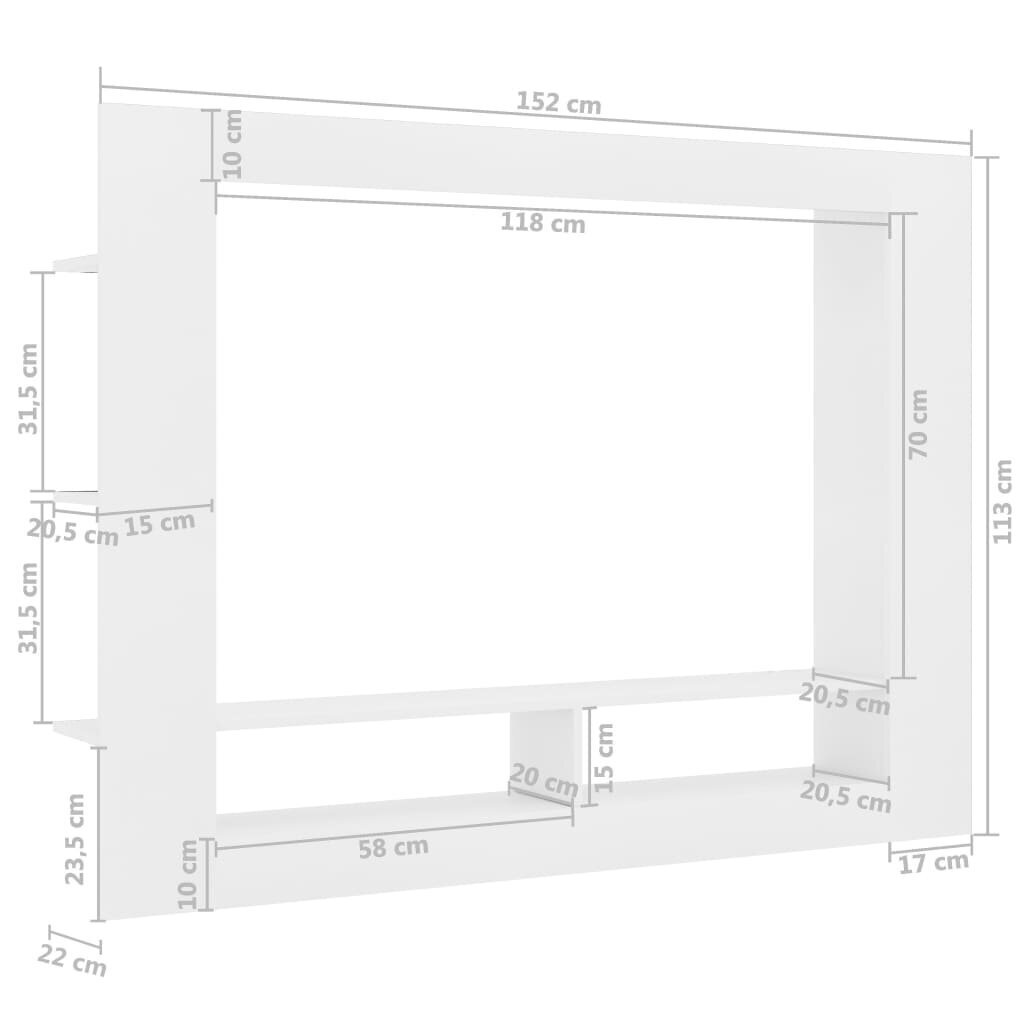 vidaXL TV skapītis, 152x22x113 cm, balta skaidu plāksne cena un informācija | TV galdiņi | 220.lv