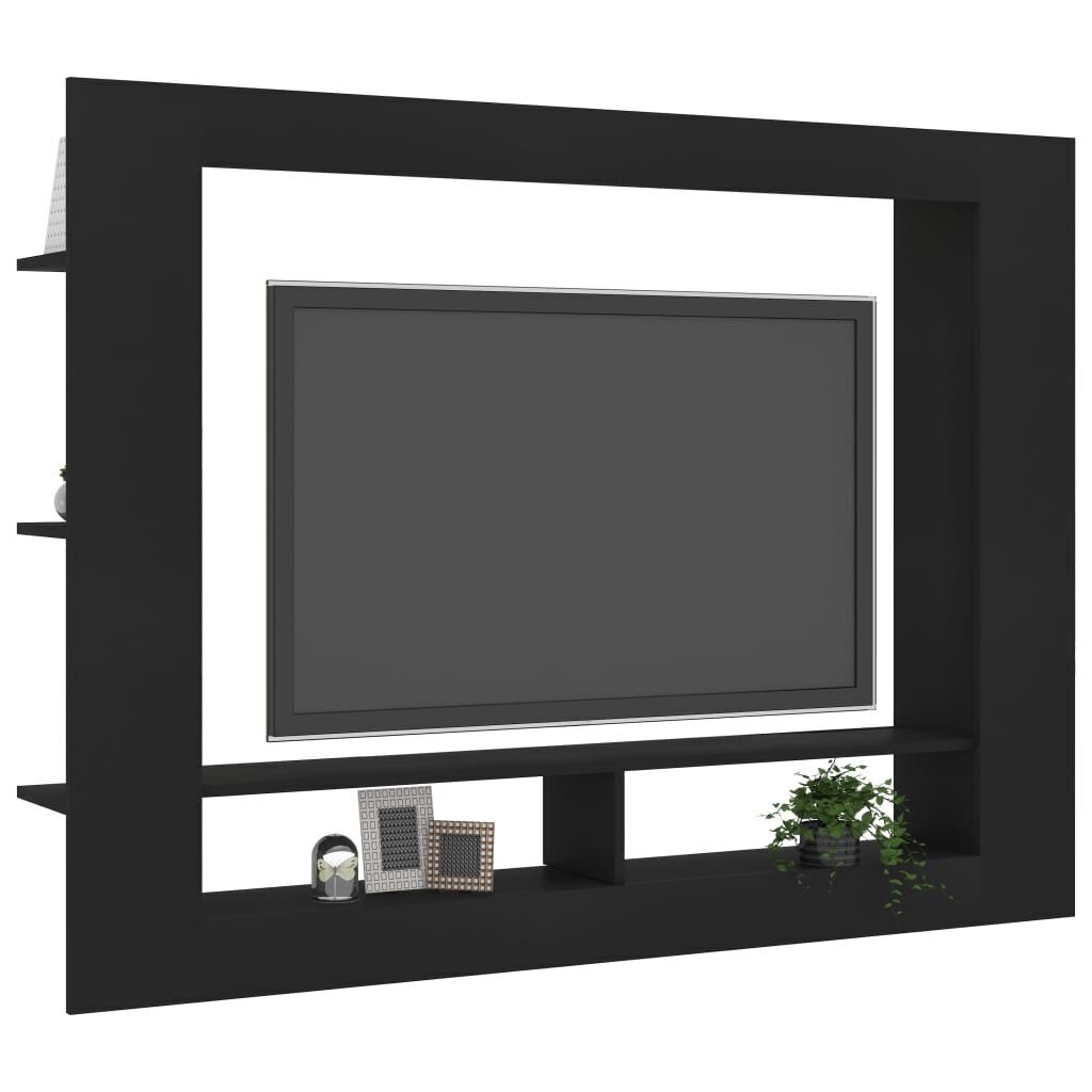 vidaXL TV skapītis, 152x22x113 cm, melna skaidu plāksne cena un informācija | TV galdiņi | 220.lv