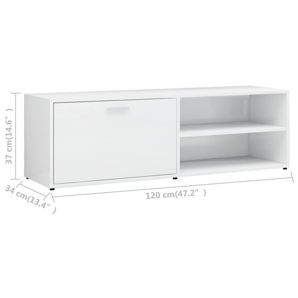 vidaXL TV skapītis, spīdīgi balts, 120x34x37 cm, skaidu plāksne cena un informācija | TV galdiņi | 220.lv