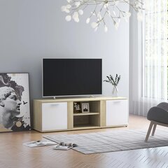 vidaXL TV skapītis, balta, ozolkoka krāsa, 120x34x37 cm, skaidu plātne цена и информация | Тумбы под телевизор | 220.lv