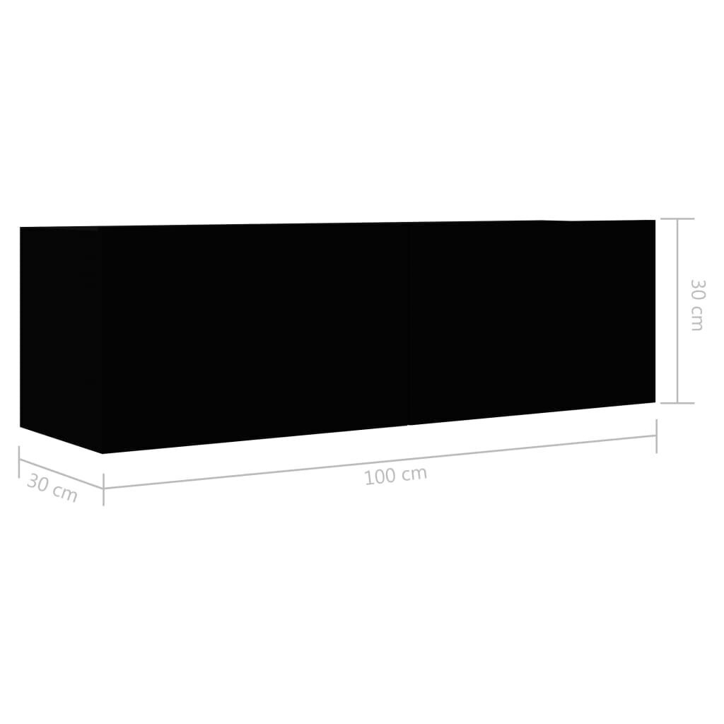 vidaXL TV skapītis, melns, 100x30x30 cm, skaidu plāksne цена и информация | TV galdiņi | 220.lv