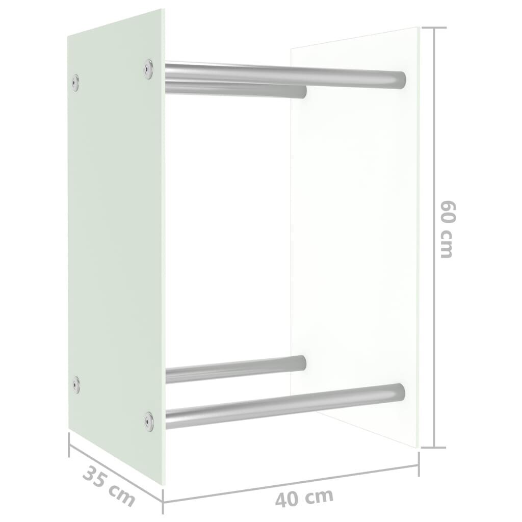 vidaXL malkas uzglabāšanas statīvs, balts, 40x35x60 cm, stikls цена и информация | Kamīnu un krāšņu aksesuāri | 220.lv