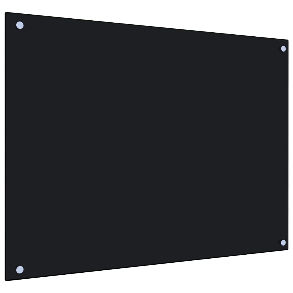 vidaXL virtuves sienas panelis, 80x60 cm, rūdīts stikls, melns cena un informācija | Virtuves furnitūra | 220.lv