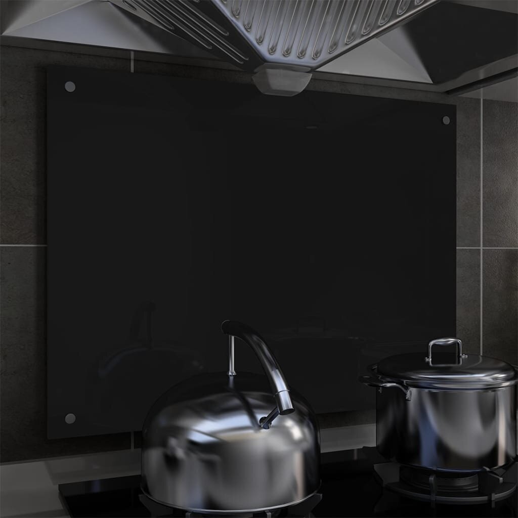 vidaXL virtuves sienas panelis, 80x60 cm, rūdīts stikls, melns цена и информация | Virtuves furnitūra | 220.lv