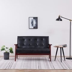vidaXL divvietīgs dīvāns, melna mākslīgā āda цена и информация | Диваны | 220.lv