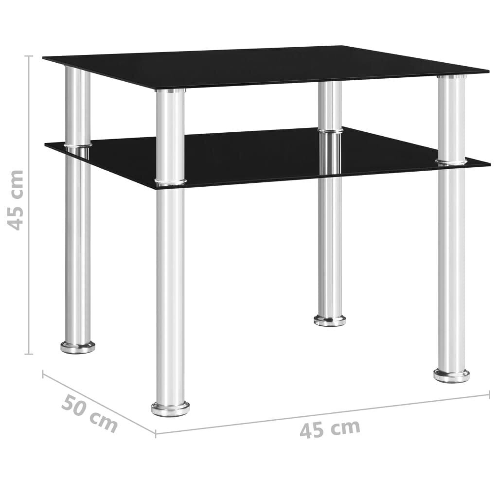 vidaXL galdiņš, melns, 45x50x45 cm, rūdīts stikls cena un informācija | Žurnālgaldiņi | 220.lv