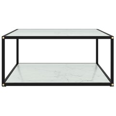 vidaXL tējas galdiņš, balts, 80x80x35 cm, rūdīts stikls cena un informācija | Žurnālgaldiņi | 220.lv