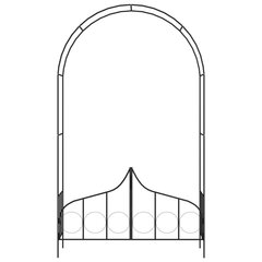 vidaXL dārza arka ar vārtiem, melna, 138x40x238 cm, dzelzs cena un informācija | Dārza dekori | 220.lv